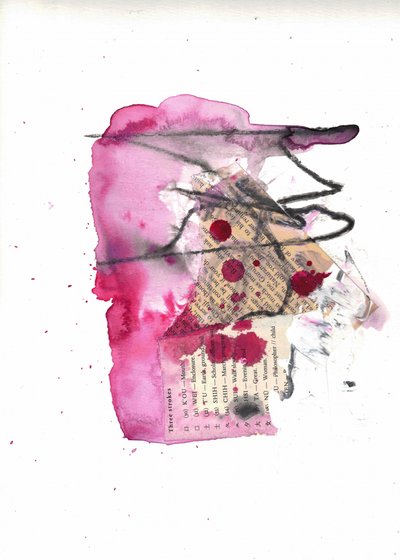 Levende, abstrakt rosa collage av Deb Chaney