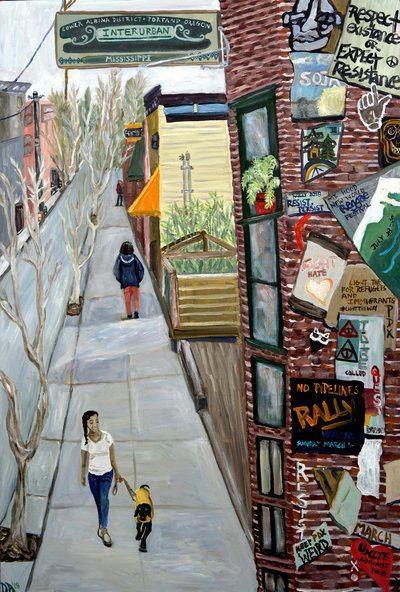 InterUrban, 2016 (akryl på lerret) av Deborah Eve Alastra