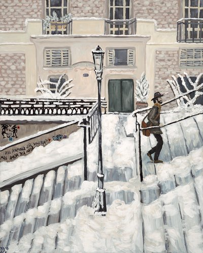 Montmartre Snø, 2017 (akryl på lerret) av Deborah Eve Alastra