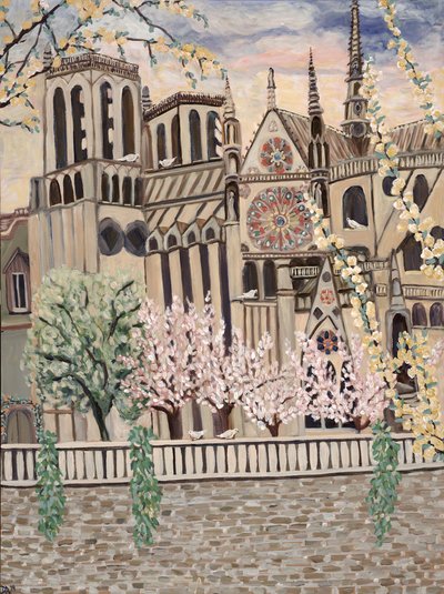 Notre Dame Doves, 2018 (akryl på lerret) av Deborah Eve Alastra