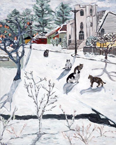 Vinter, 2018 (akryl på lerret) av Deborah Eve Alastra