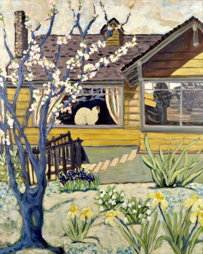 Det gule huset, 2019 (akryl på lerret) av Deborah Eve Alastra