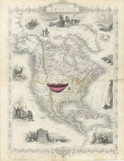 Colonial North America, 2017 (papirkuttet collage) av Deirdre Kelly