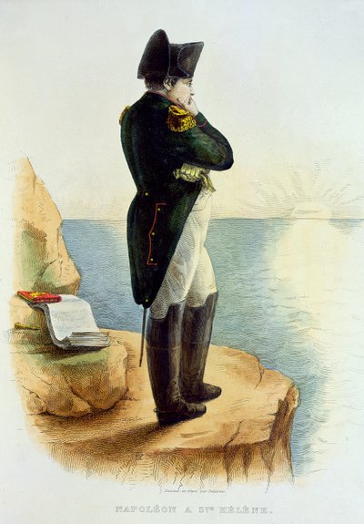 Napoleon på øya Saint Helena, illustrasjon fra Le Plutarque Francais av E. Mennechet, gravert av Delaistre, 1835 av Delaistre