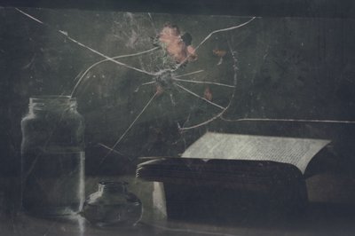 Knust glass og en gammel bok av Delphine Devos