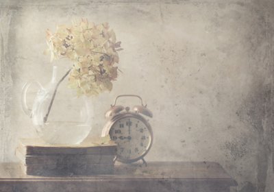 Tørkede blomster og en gammel klokke av Delphine Devos