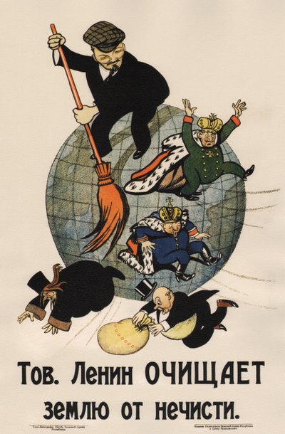 Kamerat Lenin renser landet for søppel Plakat, 1920 av Deni