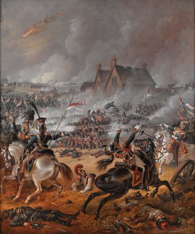 Slaget ved Waterloo (olje på lerret) av Denis (follower of) Dighton