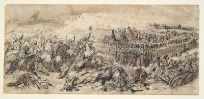 Battle Scene (Studie for The 2nd Light Cavalry som tåler arabernes angrep) av Denis Auguste Marie Raffet