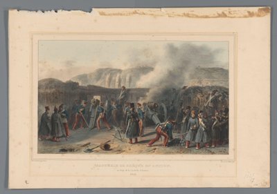 Beschieting van de Citadel, 1832 Batteribrudd i aksjon (tittel på objekt) Tegninger laget av livet ved beleiringen av Citadel of Antwerpen av Raffet (serietittel på objekt) av Denis Auguste Marie Raffet
