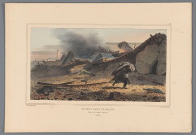 Ruiner, 1832 Ruiner i Bagne (tittel på objekt) Tegninger laget av livet ved beleiringen av Citadel of Antwerpen av Raffet (serietittel på objekt) av Denis Auguste Marie Raffet