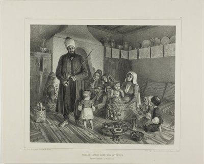 Tartarfamilie i deres hjem, Kapskhor, Krim, 21. oktober 1837 av Denis Auguste Marie Raffet