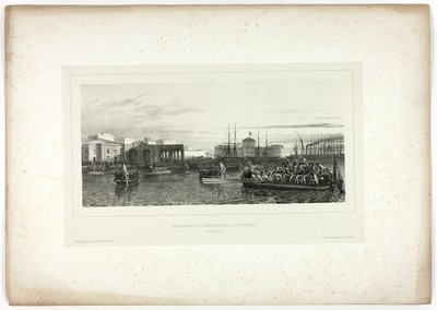 Den franske hæren lander ved Civita-Vecchia, 25. april 1849, fra Souvenirs of Italy: Expedition to Roma av Denis Auguste Marie Raffet