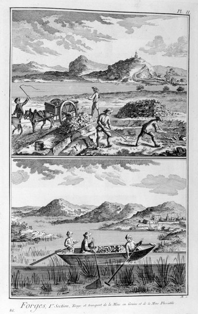 Smieverk, transport til gruva, 1751-1777 av Denis Diderot