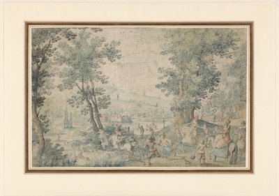 Landskap nær Brussel med rådyrjakt av Denis van Alsloot (possibly)
