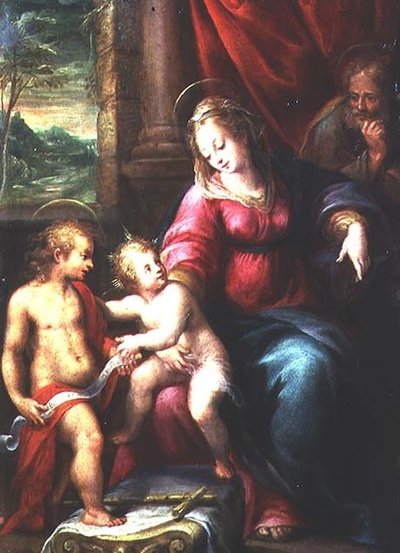 Madonna og barn med døperen Johannes av Denis Calvaert