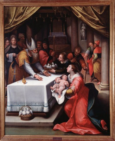 Presentasjon av Jesus til templet (maleri av Denys Calvaert or Calvart