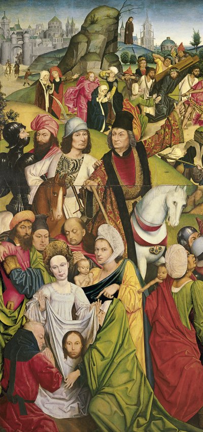 Saint Veronica og en gruppe riddere av Derick Baegert