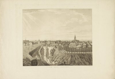 Nijmegen, utsikt fra Belvédère mot vest Mot vest (tittel på objekt) Utsikt rundt byen Nijmegen (serietittel) Gelderland panorama eller rund utsikt hentet fra livet på belvedere i Nymegen (serietittel) av Derk Anthony van de Wart