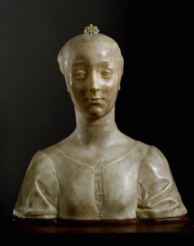 Byste av ung dame Marmorskulptur av Desiderio da Settignano (ca.1430-1464) Mål 146 cm Firenze, Bargello nasjonalmuseum av Desiderio da Settignano