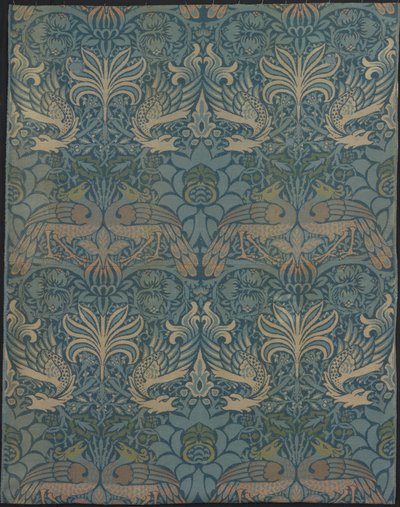 Panel med tittelen Peacock and Dragon av Designed by William Morris