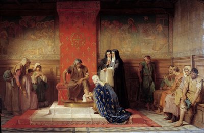 Saint Elisabeth av Frankrike (søster til Saint Louis) vasker føttene til de fattige Maleriet av Desire Laugee (1823-1896) 1865 av Desire Francois Laugee