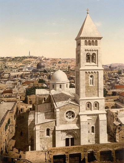 Church of St. Saviour, Jerusalem, Det hellige land, ca. 1890-c. 1900 (fotokromtrykk) av Detroit Photographic Co.