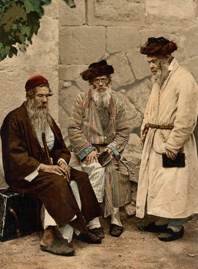 Typer jøder i Jerusalem, Det hellige land, ca. 1890-c. 1900 (fotokromtrykk) av Detroit Photographic Co.
