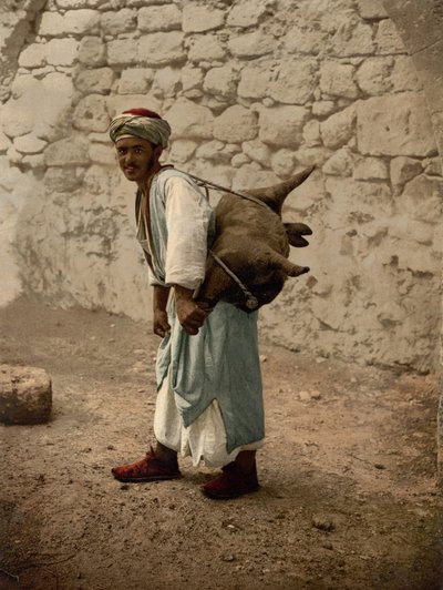 Vannbærer av Jerusalem, Det hellige land, ca. 1890-c. 1900 (fotokromtrykk) av Detroit Photographic Co.