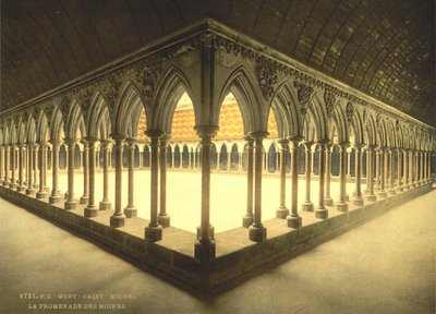 Monks" Promenade, Mont Saint-Michel, Frankrike, Photochrome Print, ca. 1900 av Detroit Publishing Co.
