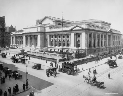 New York Public Library Building, ca. 1911-20 (s/hvitt-bilde) av Detroit Publishing Co.