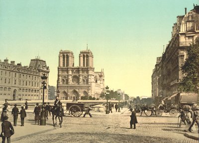 Notre Dame og St. Michael Bridge, Paris, Frankrike, ca. 1900 av Detroit Publishing Co.