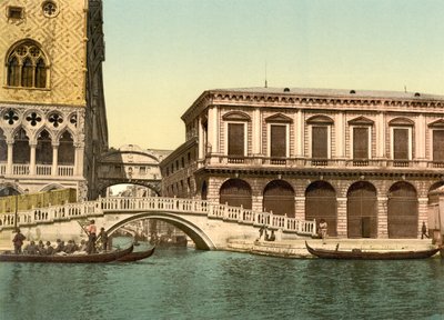Straw Bridge med Sukkenes Bro bak, Venezia, 1890-1900 av Detroit Publishing Co.