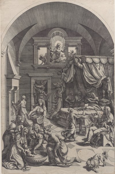 Fødsel av døperen Johannes, 1555-88. av Diana Mantuana