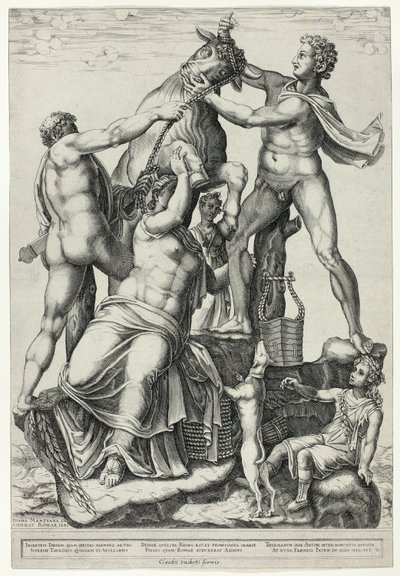 Farnese-oksen med Dirce, Zethus og Amphion av Diana Scultori