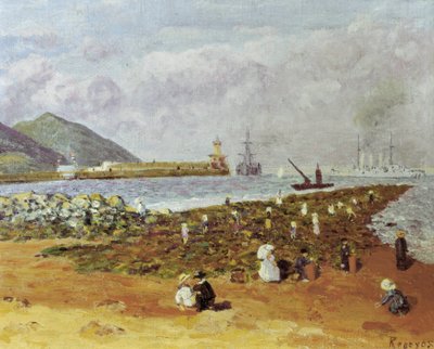 La escollera (Bryteren eller moloen). Maleri av Dario de Regoyos (1875-1913). Olje på lerret. Spansk impresjonisme. Monistrol-museet i Montserrat i Barcelona. av Diario or Dario de Regoyos y Valdes