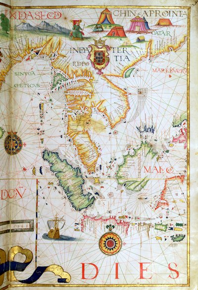 Fastlands-Sørøst-Asia, detalj fra et verdensatlas, 1565 av Diego Homem
