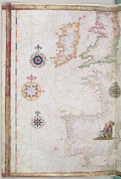 De britiske øyer og Iberia, detalj fra et verdensatlas, 1565 av Diego Homem