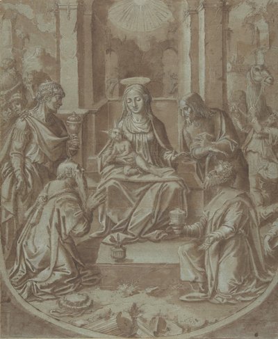 The Adoration of the Magi Cartoon for an Embroidery, 1587-89. av Diego Lopez de Escuriaz.