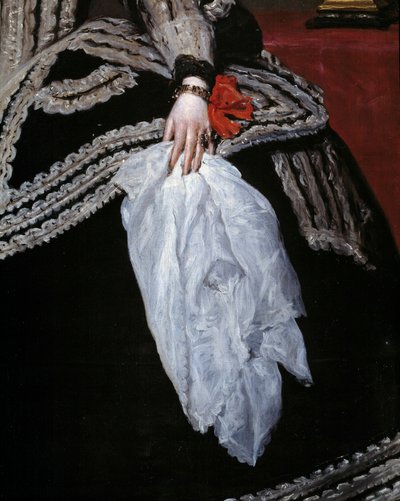Hånd og skjerf Detalj av portrett av dronning Mary Anne (Marianne) av Østerrike (1634-1696), kona til Filip IV"" Maleri av Diego velasquez (1599-1660) 1600-tallet Madrid, Prado-museet av Diego Velázquez