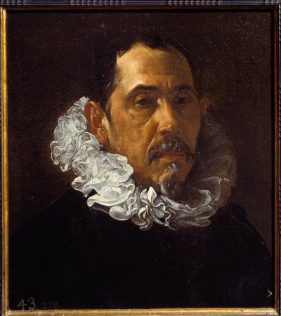 Portrett av Francisco Pacheco, spansk maler (1564-1654). Maleri av Diego Rodriguez de Silva y Velasquez (1599-1660), cirka 1620. Olje på lerret. Dimensjoner: 0,40 X 0,36m. Madrid. Prado-museet av Diego Velázquez