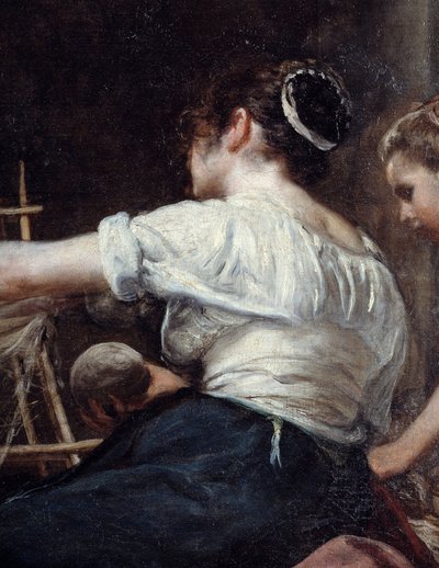 Spinnerne eller Arachne Detail-fabelen om en ryggarbeider. Maleri av Diego Rodriguez de Silva y Velasquez (1599-1660), ca. 1653. Søn 2,2x2,89 m Madrid, Pradomuseet av Diego Velázquez