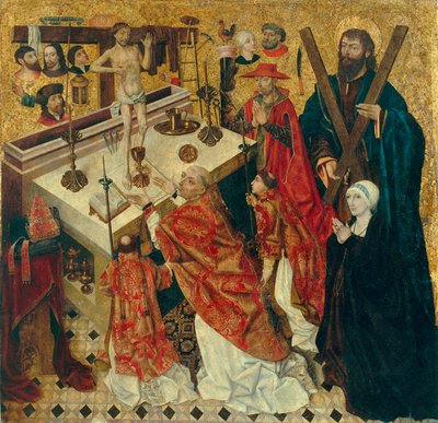 Messe de saint Gregoire - The Messe of Saint Gregory the Great - Maleri av Diego de la Cruz (aktiv 1482-1500) - før 1480 - Olje på tre - 168x168 - Museu Nacional d