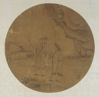 Landskap: to figurer, Qing-dynastiet, 1700-tallet. av Ding Guanpeng