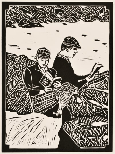 Måneder i året: april 2012 (linoleumssnitt) av Dione Verulam