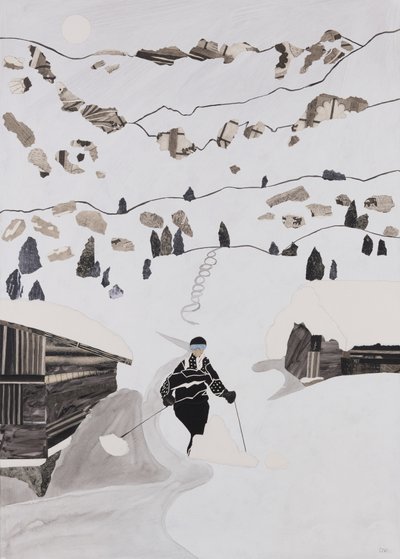 Skikjøring til lunsj (kollasj) av Dione Verulam