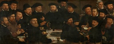 Bankett av atten Amsterdam Guardsmen of Squad L, kjent som "The Perch Eaters", 1566 av Dirck Barendsz