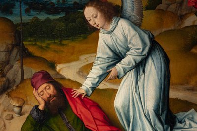 Sognekirke (Parochiekerk Sint-Pieter). Maleri. Siste måltid. Dirk Bouts. 1464-1468. Detalj. Høyre panel. av Dirck Bouts