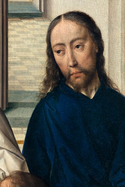 Sognekirke (Saint Peter Parish Church). maleri. Siste måltid. Dirk Bouts. 1464-1468. Detalj. Sentralt panel. av Dirck Bouts