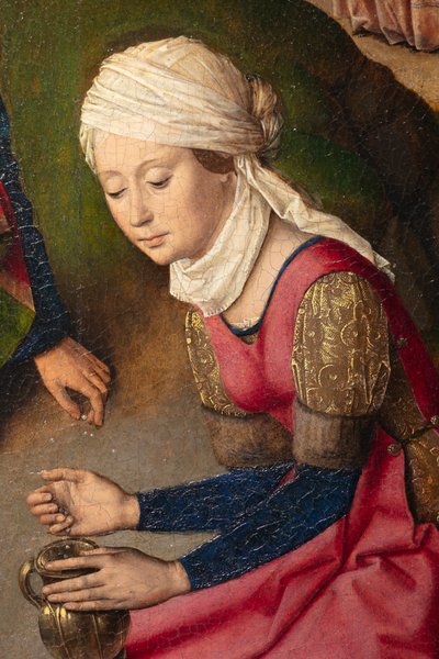 Sognekirke (Parochiekerk Sint-Pieter). Maleri. Siste måltid. Dirk Bouts. 1464-1468. Detalj. Høyre panel. av Dirck Bouts